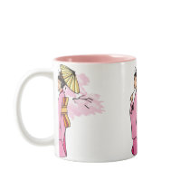 Woman, Umbrella, Cherry Blossom Mug by japaneseartmall Woman, Umbrella, Cherry Blossom Mug