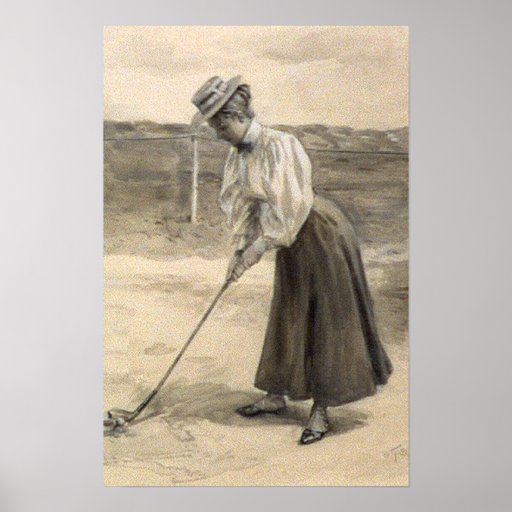 Woman Vintage Golf Fashion, 1890s Poster | Zazzle