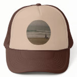 Woman Walking Dog Along Pismo Beach, CA Trucker Hats