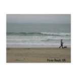 Woman Walking Dog Along Pismo Beach, CA Post Card