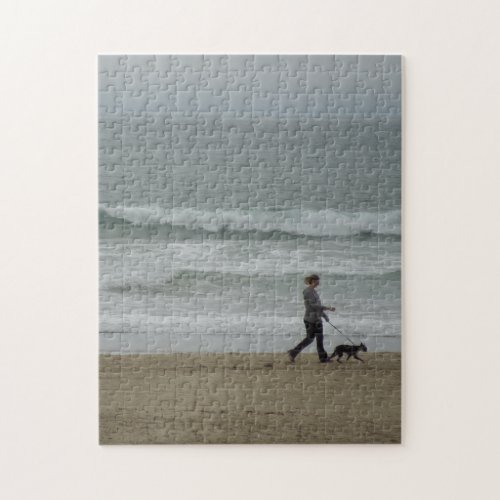 Woman Walking Dog at Pismo Beach, CA fuji_puzzle