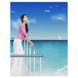 woman watching the sea flyer design