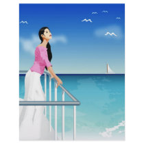 woman watching the sea letterhead design