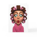Woman Wearing Curlers cards by AmyVangsgard Woman Wearing Curlers cards