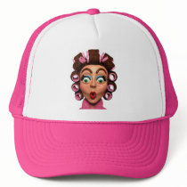 Woman Wearing Curlers Hats
