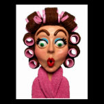 Woman Wearing Curlers postcards
