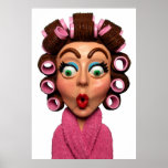 Woman Wearing Curlers Print
