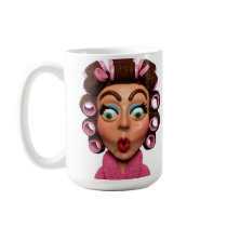 Woman Wearing Curlers, Woman Wearing Curlers mugs by AmyVangsgard Woman Wearing Curlers, Woman Wearing Curlers mugs