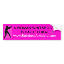 WOMAN WHO SHOOTS bumper stickers