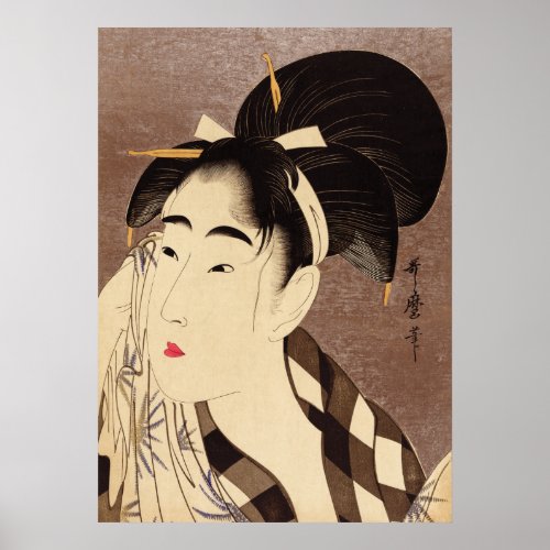 Woman Wiping Sweat Poster print