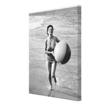 Woman with a Beach Ball Gallery Wrap Canvas