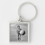 Woman with a Beach Ball Keychains