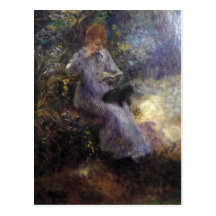 Woman with a black dog by Pierre Renoir Post Cards