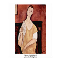 Woman With A Fan By Amedeo Modigliani posters