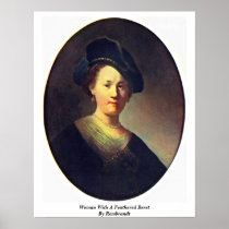 Woman With A Feathered Beret By Rembrandt Poster