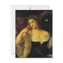 Woman with a Mirror by Titian Personalized Invitation