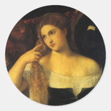 Woman with a Mirror by Titian Stickers