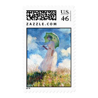 Woman with a Parasol Claude Monet Postage Stamps