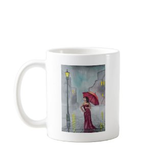 WOMAN WITH AN UMBRELLA mug
