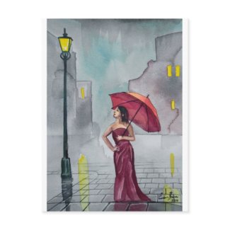 WOMAN WITH AN UMBRELLA postcard