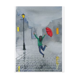 WOMAN WITH AN UMBRELLA postcard