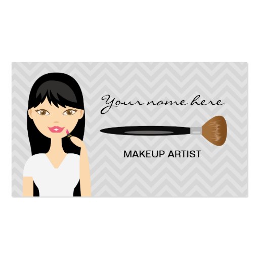 Woman With Black Long Hair Makeup Artist Business Card (front side)