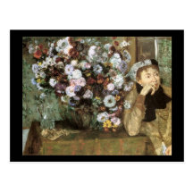 Woman With Chrysanthemum Post Card