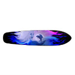 Woman with dolphins in the moonlight skate board deck