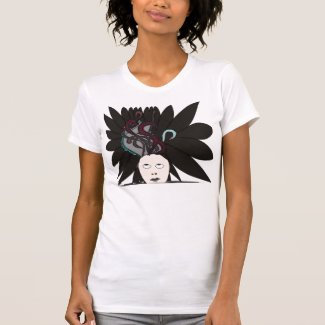 woman with feathers shirt