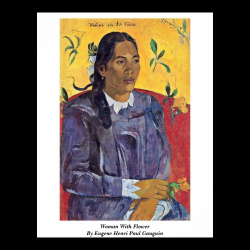 Woman With Flower By Eugene Henri Paul Gauguin Posters