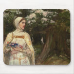 Woman with Flowers Oil Painting Mousepad