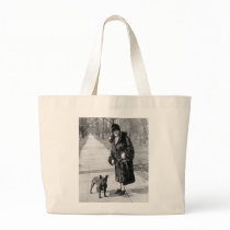 Woman with French Bulldog, 1920s Tote Bags