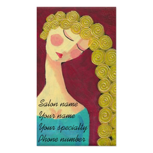Woman with Golden Curls Stylist Business Cards (front side)