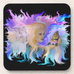 Woman with Horse and Butterfly cork coasters