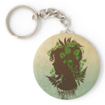 Woman with Leaves and Vines Keychain