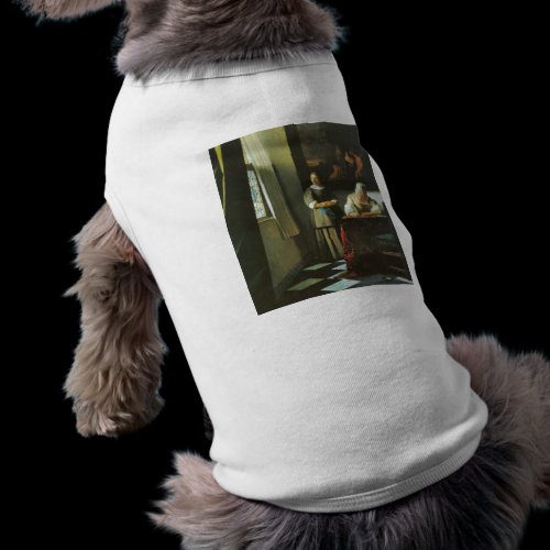 Woman with messenger by Johannes Vermeer Dog Tee Shirt
