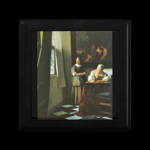 Woman with messenger by Johannes Vermeer Jewelry Boxes