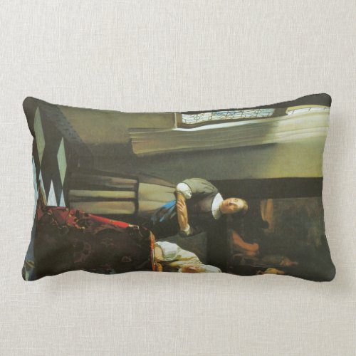 Woman with messenger by Johannes Vermeer Pillows