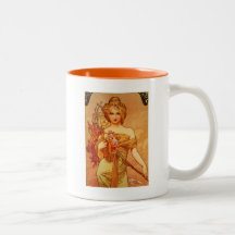 Woman with Oragna Bouquet Coffee Mug