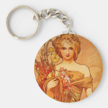 Woman with Oragna Bouquet Key Chains
