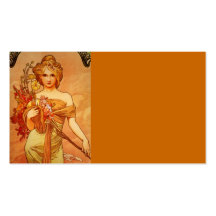 Woman with Orange Bouquet Business Card Template