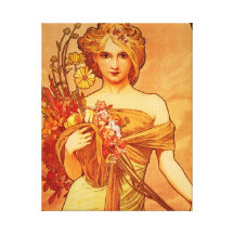 Woman with Orange Bouquet Canvas Prints