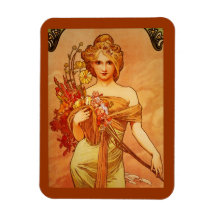 Woman with Orange Bouquet Rectangle Magnets