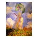 Woman with Parasol Facing Left - Print on Canvas
