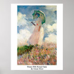Woman With Parasol Study By Claude Monet Print
