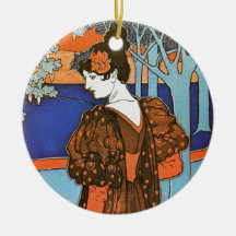 Woman with Peacocks – Louis Rhead Christmas Ornaments