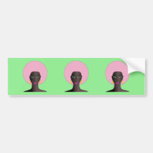 Woman With Pink Afro and Green Eyes Abstract Art Bumper Stickers