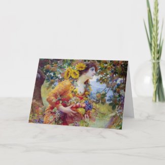 Woman with Summer Bounty Greeting Card