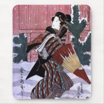 Woman With Umbrella in the Snow Mousepad
