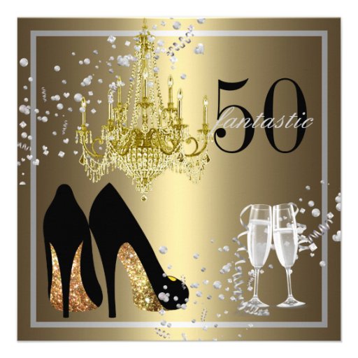 Woman's 50th Birthday Celebration Custom Announcement
